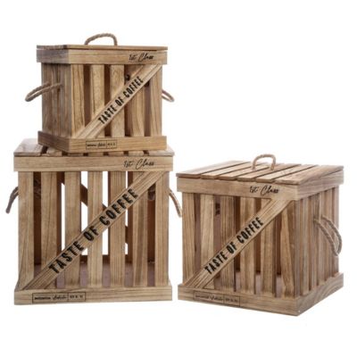 Set de 3 boîtes cagettes "Colonial" - Atmosphera