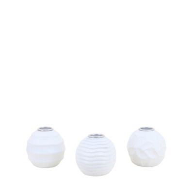 Set de 3 bougeoirs en résine blanche texturée