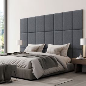 Set de 3 coussins muraux Carpino en tissu 60 x 30 cm gris foncé neu.haus