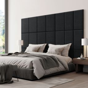 Set de 3 coussins muraux Carpino en tissu 60 x 30 cm noir neu.haus