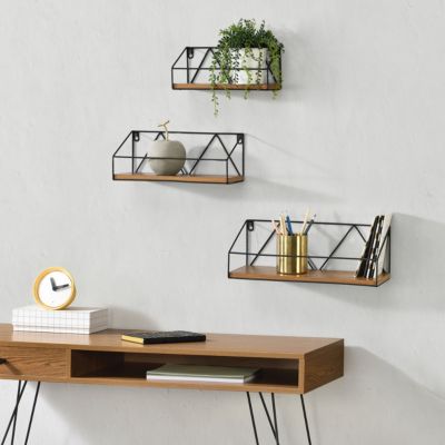 Set de 3 Etagères Kolding de Tailles Différentes Noir Effet Bois Foncé en.casa