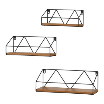 Set de 3 Etagères Kolding de Tailles Différentes Noir Effet Bois Foncé en.casa