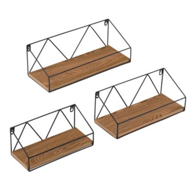 Set de 3 Etagères Kolding de Tailles Différentes Noir Effet Bois Foncé en.casa