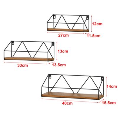 Set de 3 Etagères Kolding de Tailles Différentes Noir Effet Bois Foncé en.casa