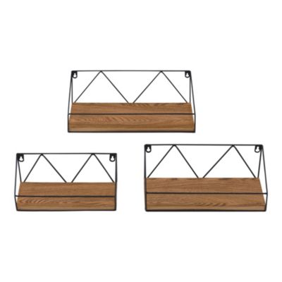 Set de 3 Etagères Kolding de Tailles Différentes Noir Effet Bois Foncé en.casa