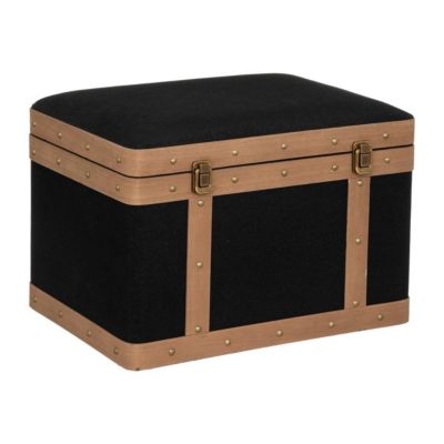 Set de 3 malles "Norah" - bois et lin - noir - Atmosphera