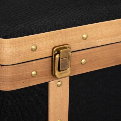 Set de 3 malles "Norah" - bois et lin - noir - Atmosphera