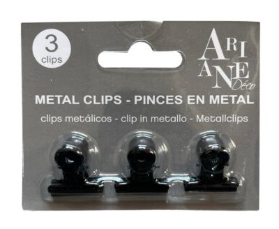 Set de 3 pinces pour décoration murale en métal noir Ariane