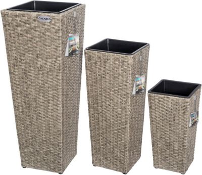 Set de 3 Pots de Fleurs en Polyrotin Ivoire Cache Pot
