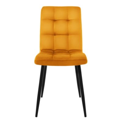 Set de 4 chaise de salle à manger jaune moutarde velours avec dossier pieds noir