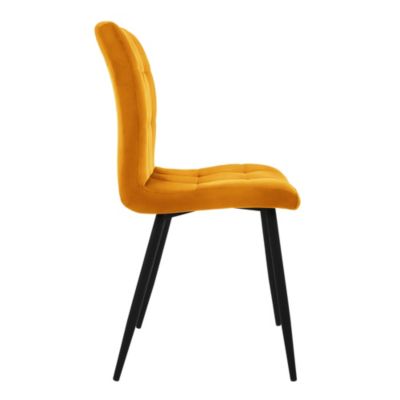 Set de 4 chaise de salle à manger jaune moutarde velours avec dossier pieds noir