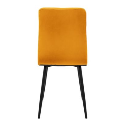 Set de 4 chaise de salle à manger jaune moutarde velours avec dossier pieds noir