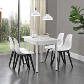 Set de 4 Chaises Brevik Plastique 83 x 54 x 48 cm Blanc Noir en.casa