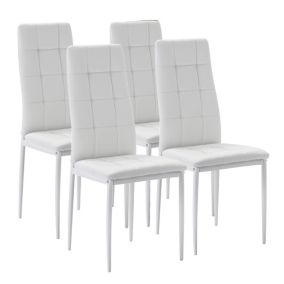 Set de 4 chaises Salon Chelsea tapissées Blanc, 42 cm x 51 cm x 97 cm