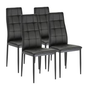 Set de 4 chaises Salon Chelsea tapissées Noir, 42 cm x 51 cm x 97 cm