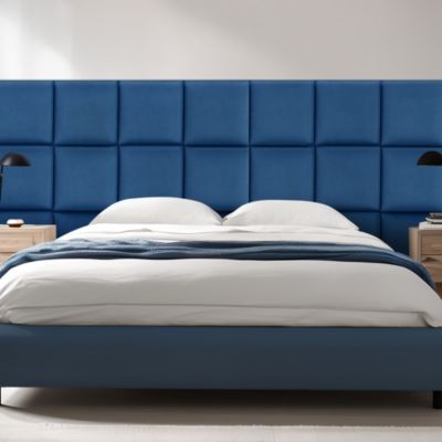 Set de 4 coussins muraux Carpino en velours 30 x 30 cm bleu marine neu.haus