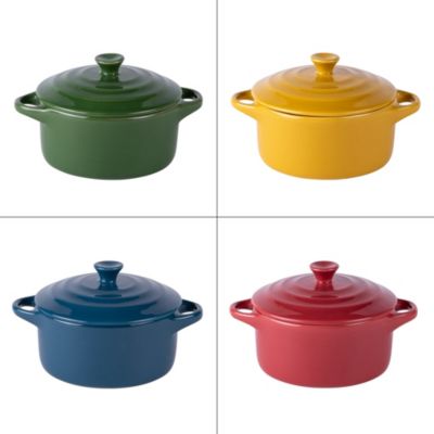 Set de 4 mini cocottes old 9 cm en grès
