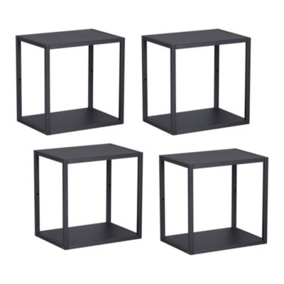 Set de 4 étagères murales Nostened acier 28 x 28 x 20 cm noir en.casa