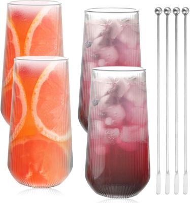 Set de 4 Verres à Latte Macchiato 500ml avec Agitateurs