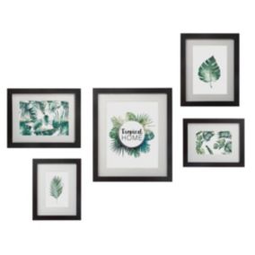 Set de 5 cadres "Tropical" - bois et verre - noir - Atmosphera