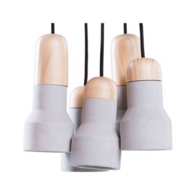 Set de 5 lampes suspension gris et marron APURE