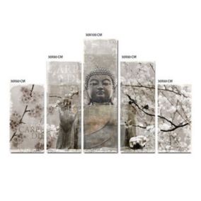 Set de 5 toiles Bouddha 100 x 150 cm