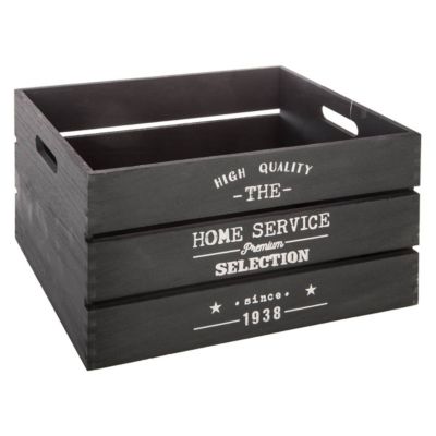Set de 6 caisses cagettes "Facto" - bois - noir - Atmosphera