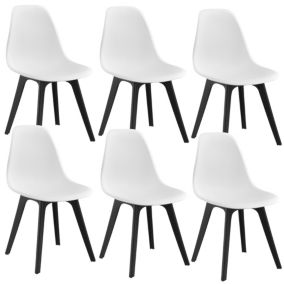 Set de 6 Chaises de Salle à Manger Brevik Plastique 83 x 54 x 48 cm Blanc et Noir en.casa