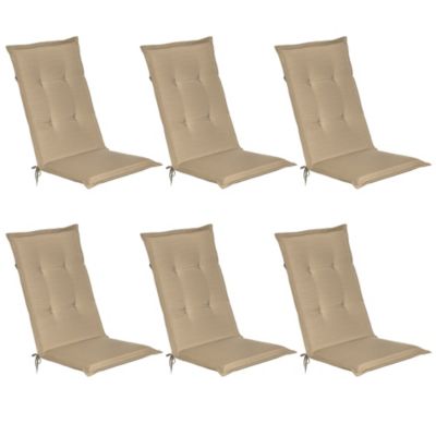 Set de 6 Matelas Coussin pour Chaise Fauteuil de Jardin terrasse Loft HL Naturel 120x50x6cm