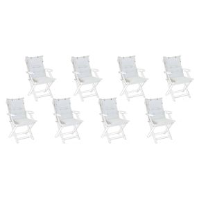 Set de 8 coussins en tissu blanc cassé pour chaises de jardin MAUI