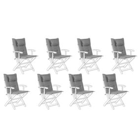 Set de 8 coussins en tissu gris pour chaises de jardin MAUI