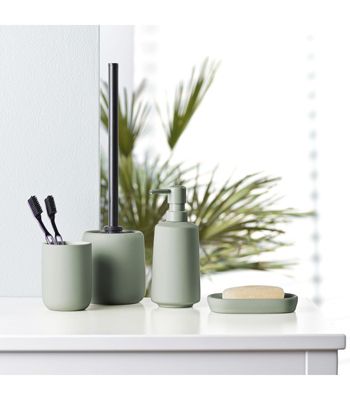 Set de bain en céramique sauge 4 pièces - 30x20x17cm - Vert sauge