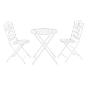 Set de Bistrot Biella pour Jardin Métal Blanc en.casa