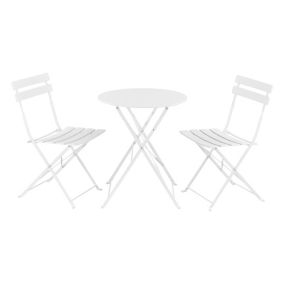 Set de Bistrot Caprile de Jardin Pliables Acier Blanc en.casa