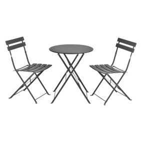 Set de Bistrot Caprile de Jardin Pliables Acier Gris Foncé en.casa