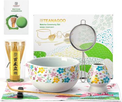 Set de cérémonie matcha 7 pièces avec bol et fouet