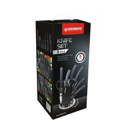 Set de couteaux avec support 8 pièces carbon Herzberg HGMSN8CAR