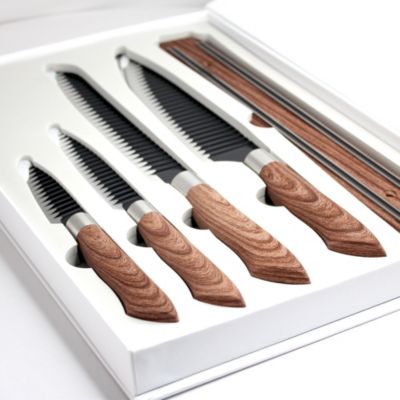 Set de Couteaux FISHTEC 4 Couteaux : Chef - à Pain - à Légumes - d'Office + Support Magnétique