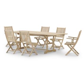 Set de de repas de jardin table extensible 180/240x100 + 4 chaises sans bras + 2 chaises avec accoudoirs - Java Light