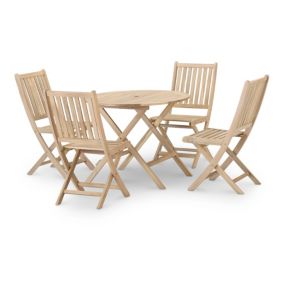 Set de de repas de jardin table pliante ronde 90cm + 4 chaises sans bras - Java Light