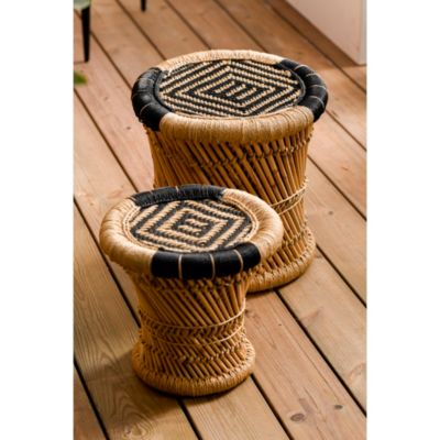 Set de deux tabourets en bambou