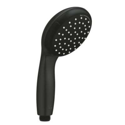 Set de douche mitigeur Bain/douche 1/2"+ Douchette 2 jets + support mural + Flexible 1750 mm, noir mat