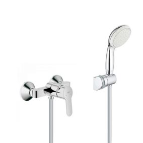 Set de douche Mitigeur Bauedge + Douchette à main 2 jets Tempesta 100 avec support mural, Chrome (MitigeurD1-Tempesta3)