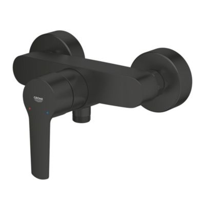 Set de douche mitigeur de douche monocommande + Douchette 2 jets + Barre 600 mm + Flexible, noir mat (322792432-GroheBlack1)
