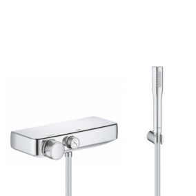 Set de douche Mitigeur Grohtherm SmartControl + Douchette Euphoria 1 jet avec support mural, Chrome (34719000-EUPHORIA)