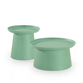 Set de jardin 2 tables d'appoint rondes en polypropylène vert 50 et 70 cm - Murano