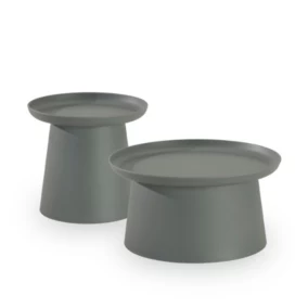 Set de jardin 2 tables d'appoint rondes polypropylène gris 50 et 70 cm - Murano