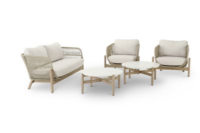 Set de jardin 4 places 2 tables 80cm - Provenza