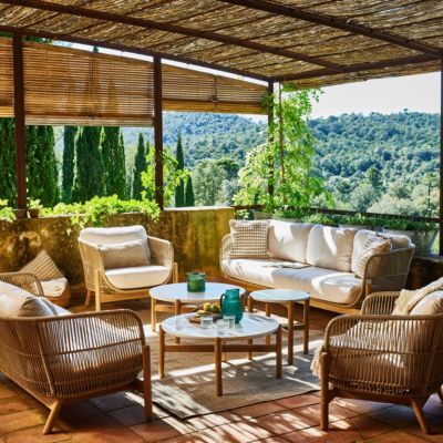 Set de jardin 4 places 2 tables 80cm - Provenza