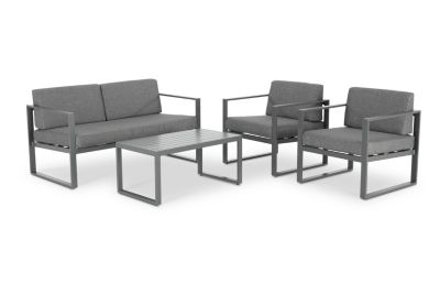 Set de jardin 4 places en aluminium anthracite - Tokyo